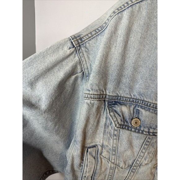 American Eagle AE Denim Jean Jacket Womens Size XS Cropped Distressed Y2K Grunge - Picture 3 of 11